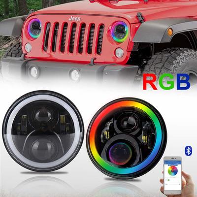 2019 Jeep Wrangler Headlights Factory 7 inch RGB Halo Rotating Music Function